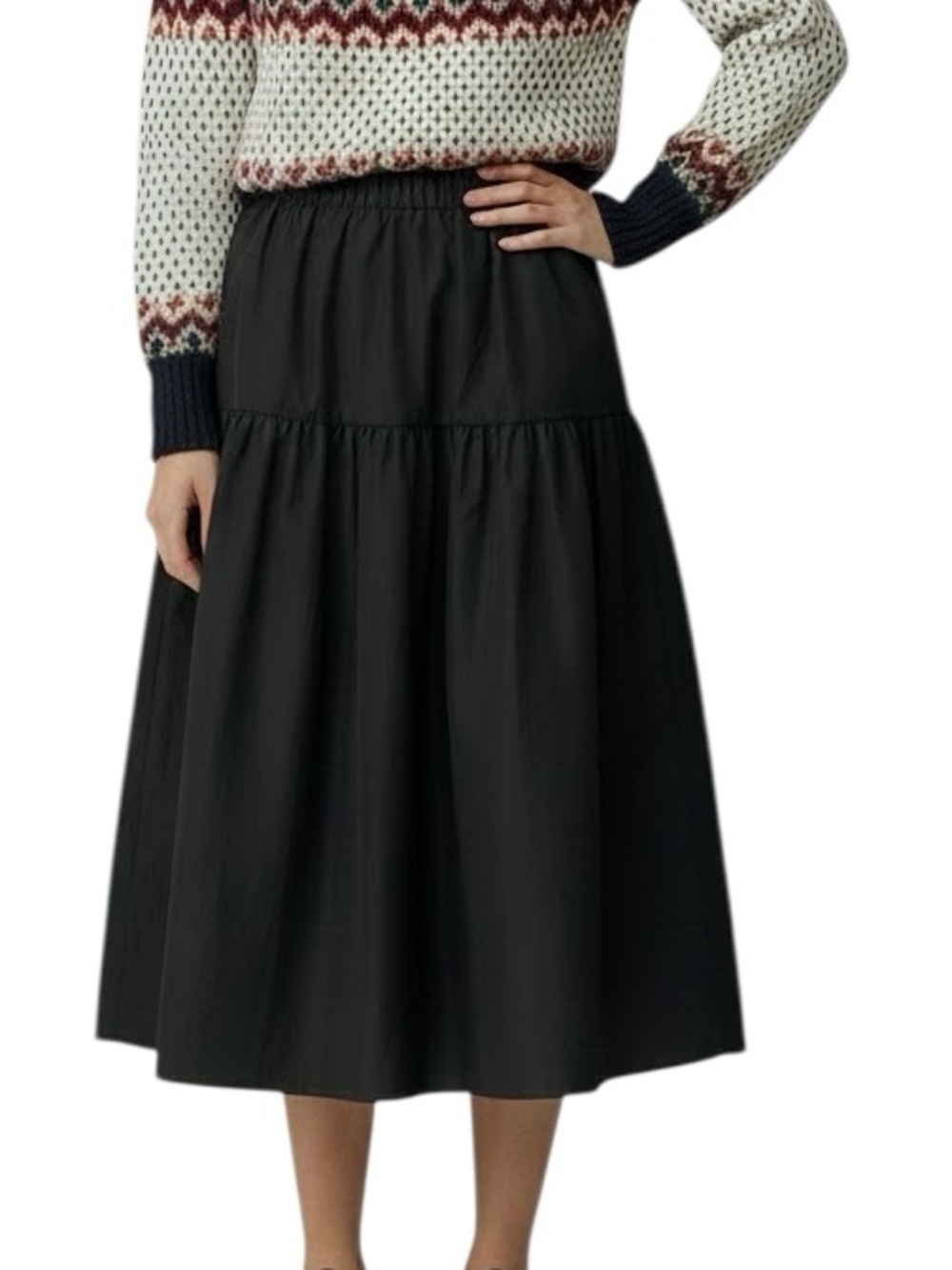 Wilfred taffeta tiered a-like midi skirt in black size S excellent condition